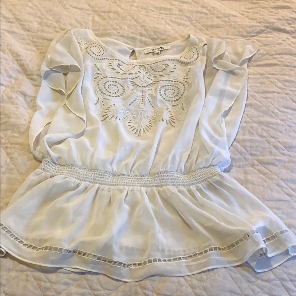 Forever 21 White Blouse Tank Top Small